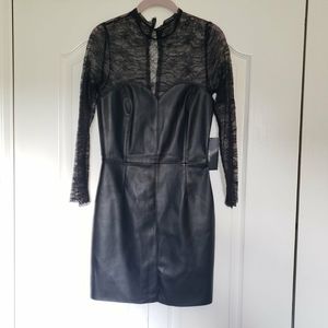 Zara black faux leather midi dress